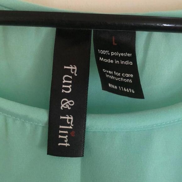 Fun & Flirt Womens Pale Aqua 3/4 Sleeve Button Tab Sheer Tunic Top Size L - Picture 3 of 4